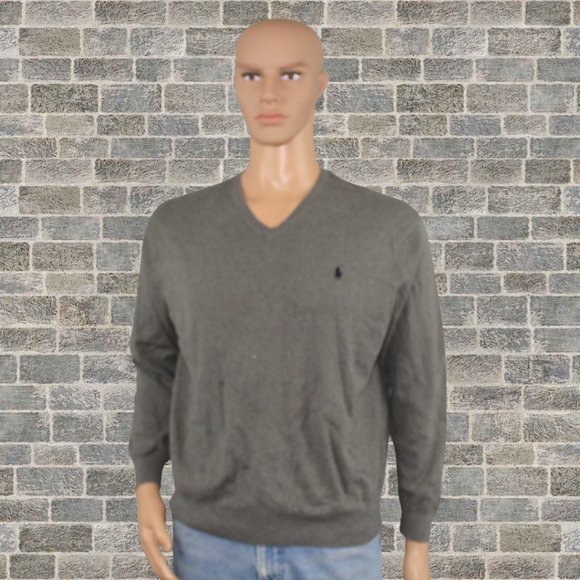 Polo Ralph Lauren Other - Polo Ralph Lauren Sweater Mens L Large Gray V Neck Pima Cotton Pullover